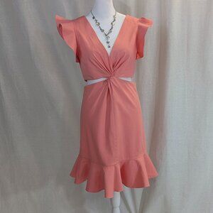 La Vie Rebecca Taylor Size XS Salmon Cutout Mini Dress